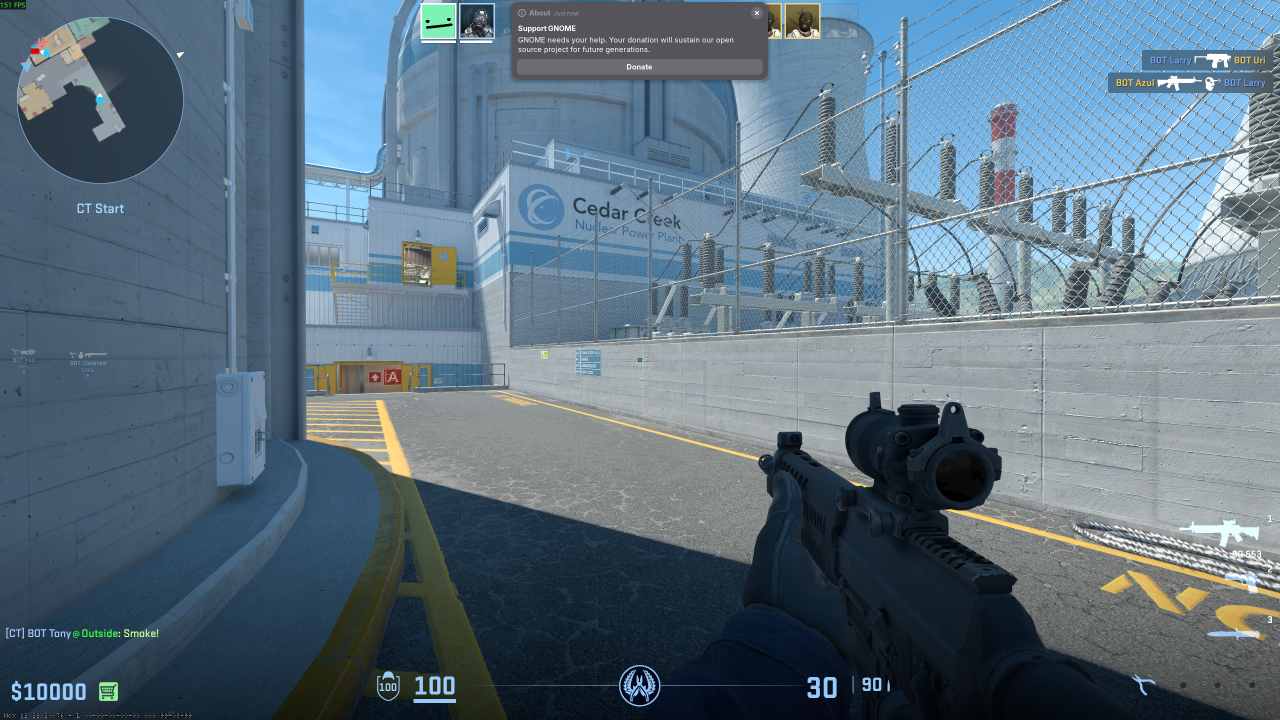 GNOME donation notification interrupting my game of Counter Strike.